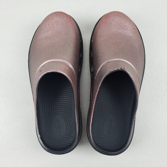 Oofos Oocloog Slip On Clog Womens 10 Red Sparkle Recovery Foam Comfort Mule Shoe - Picture 7 of 14